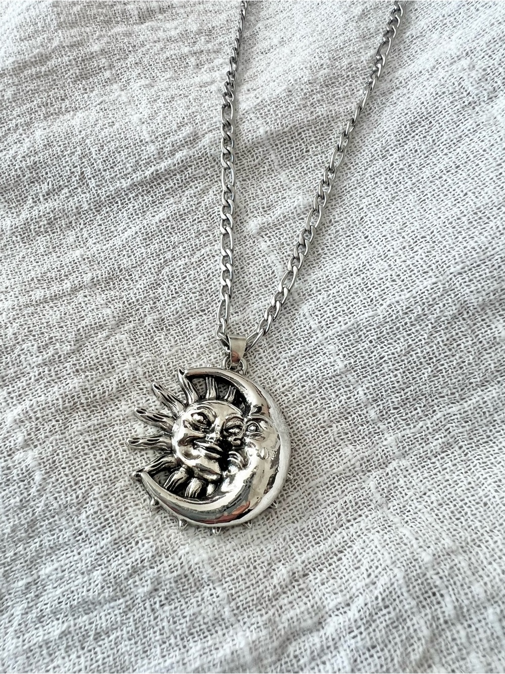 Silver Sun & Moon Pendant Necklace - Women's Jewelry